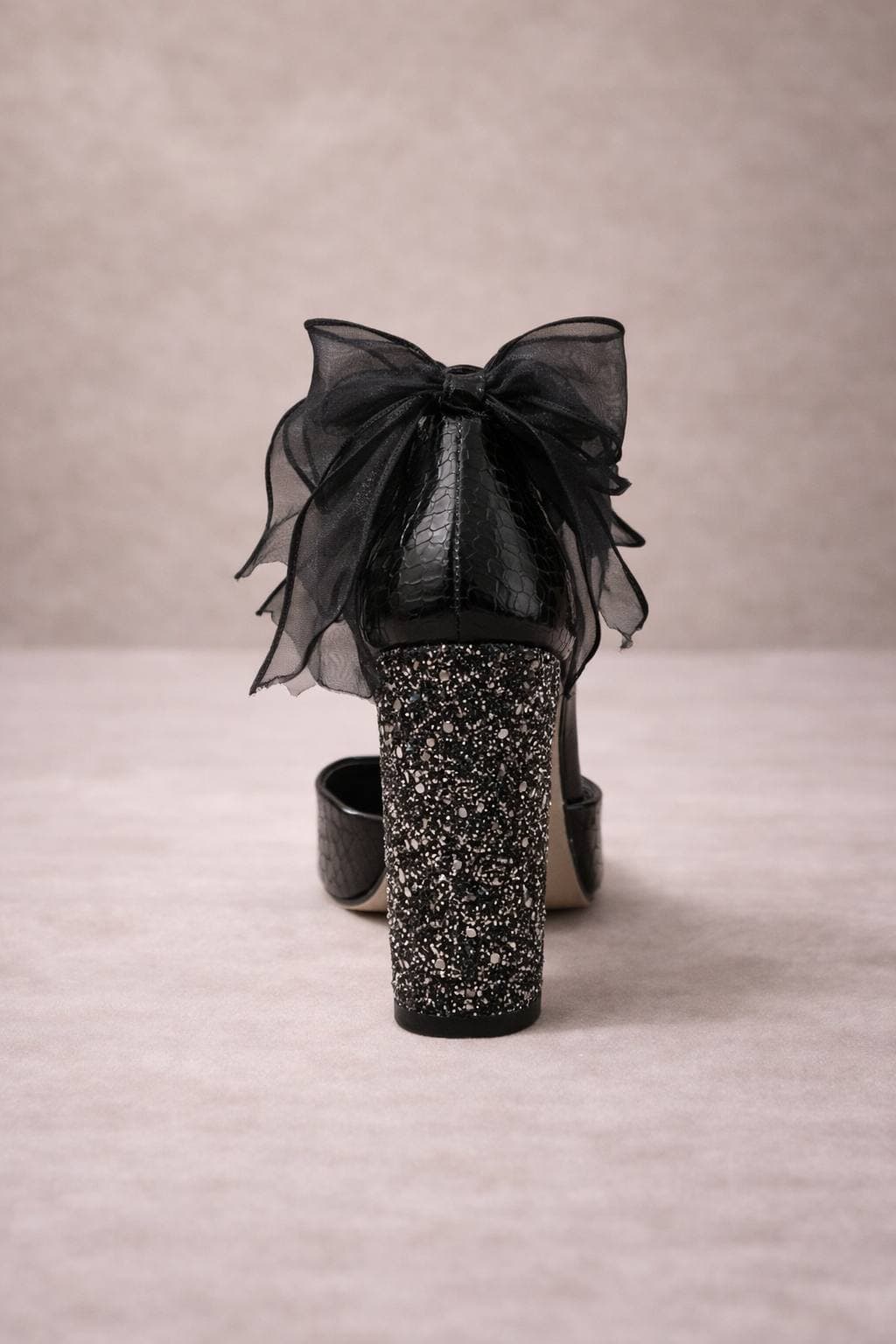 Noir Bow Glitter Heel angle 3