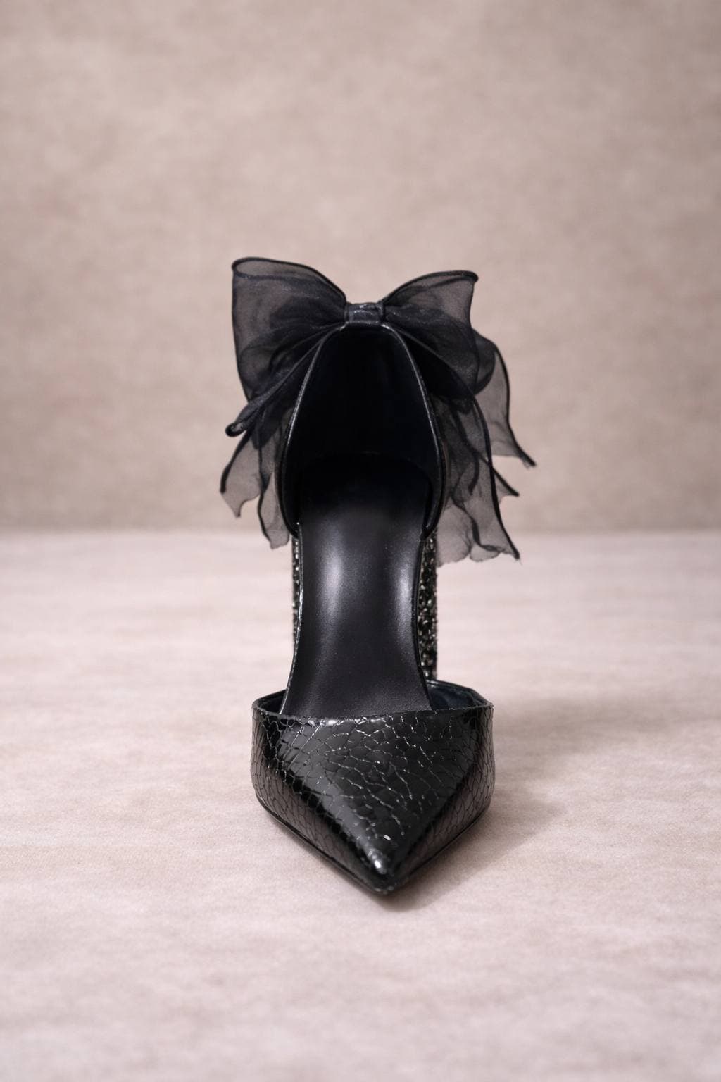 Noir Bow Glitter Heel angle 1